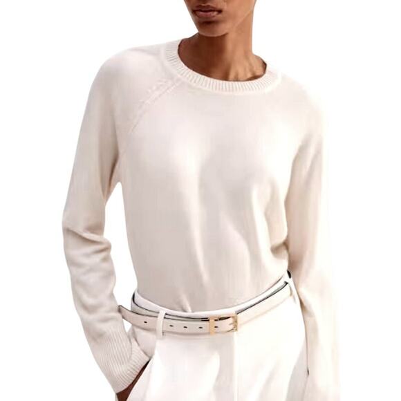ME+EM Cream Lightweight Cashmere Raglan Jumper Size XS - Picture 1 of 14